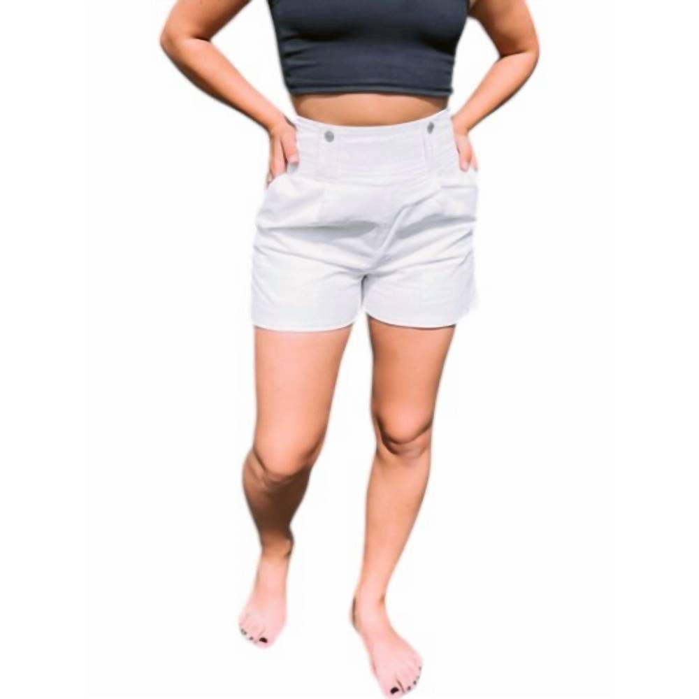 NEW CRESCENT high waisted corduroy shorts in white